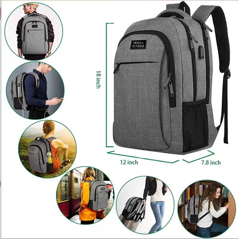 Computer Laptop Backpack Large Capacity Waterproof  USB Charging Backpack For Outdoor Travel