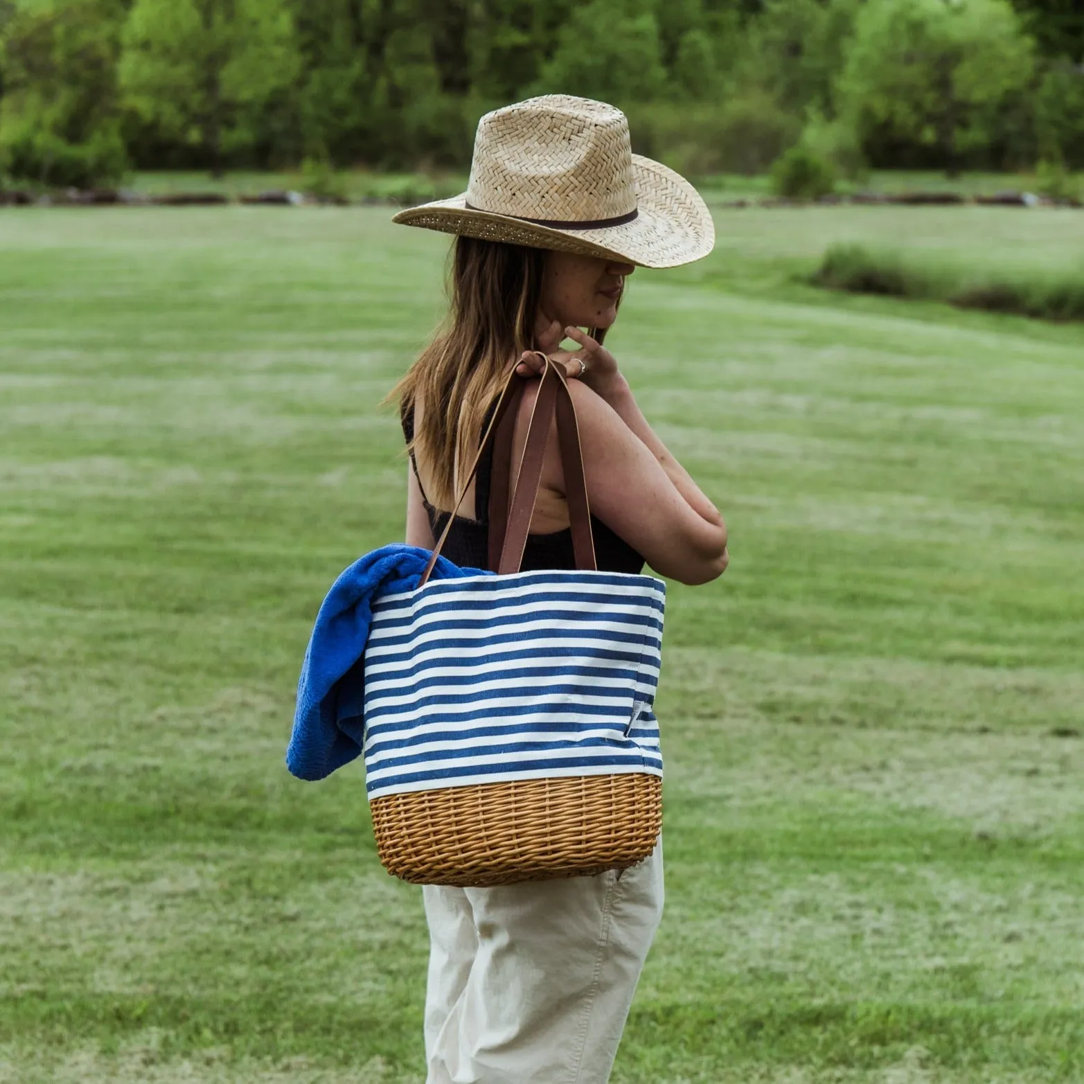 Coronado Canvas and Willow Basket Tote