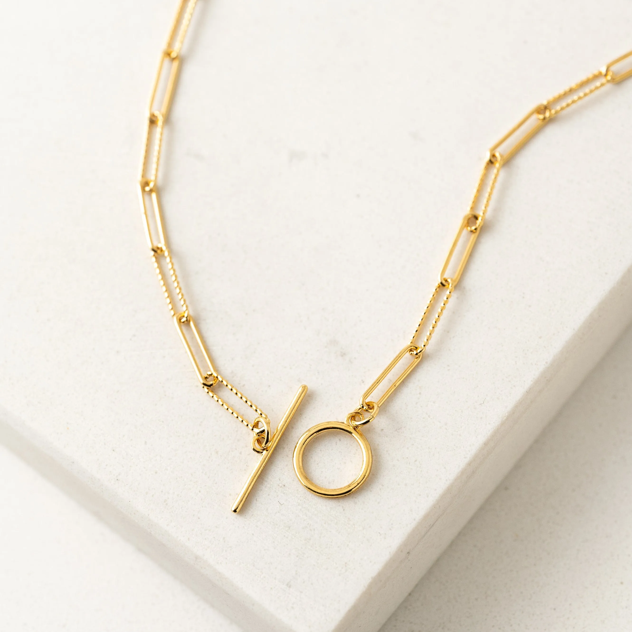 Dainty Paperclip Toggle Necklace