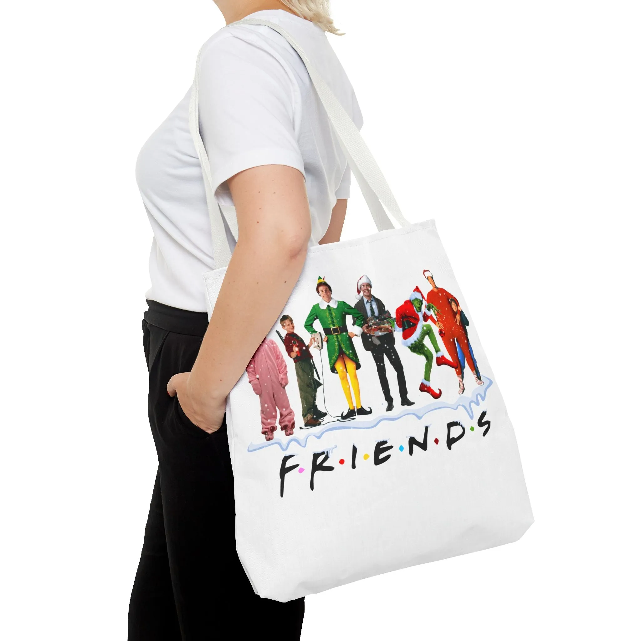 Festive Friends Tote Bag - Holiday Season Canvas Carryall