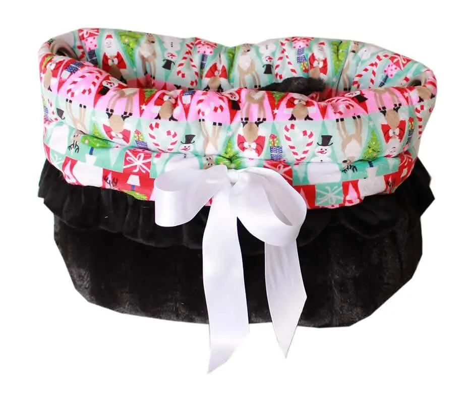 Festive Reversible Pet Bed & Carrier for Dogs, Cats, and Puppies - "Holiday Haven"