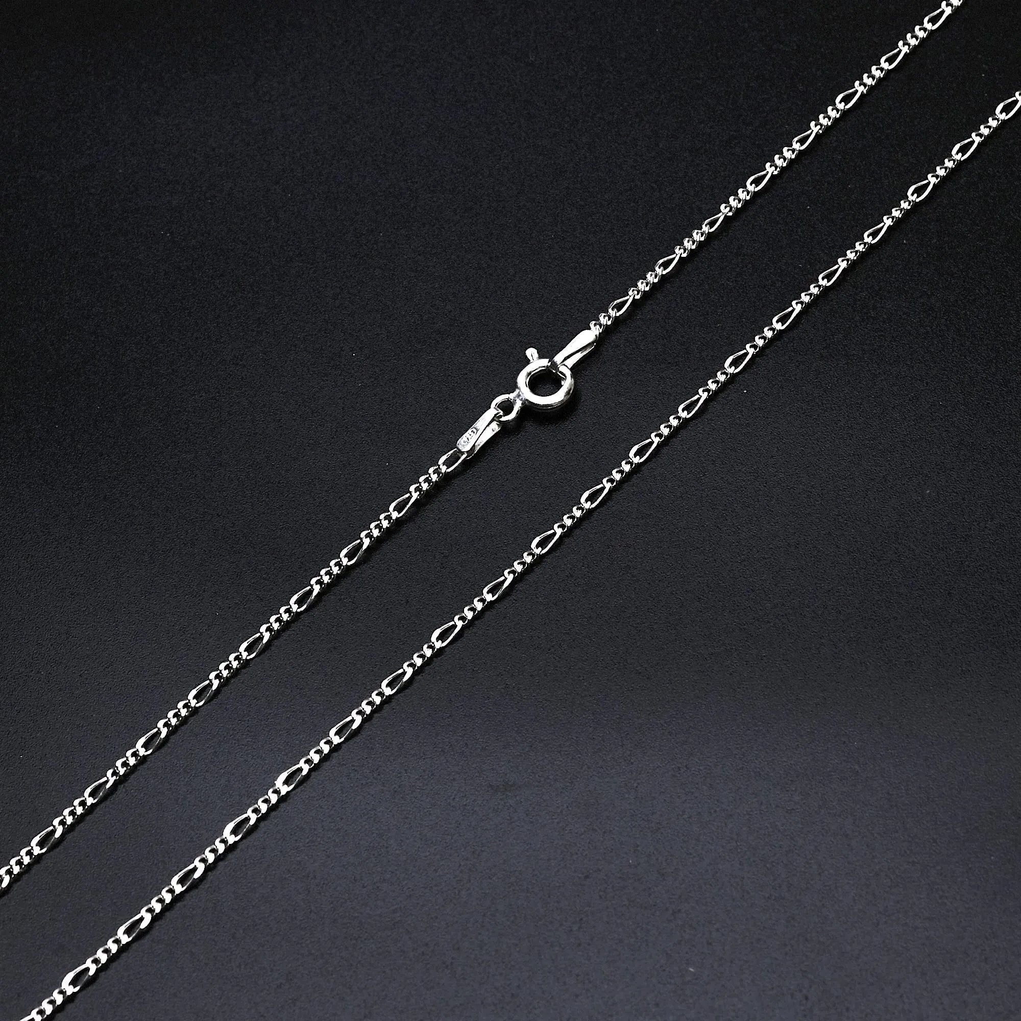 Fine Silver Chain Necklace for Women | 1.3MM Figaro Chain Necklace | Made in Italy