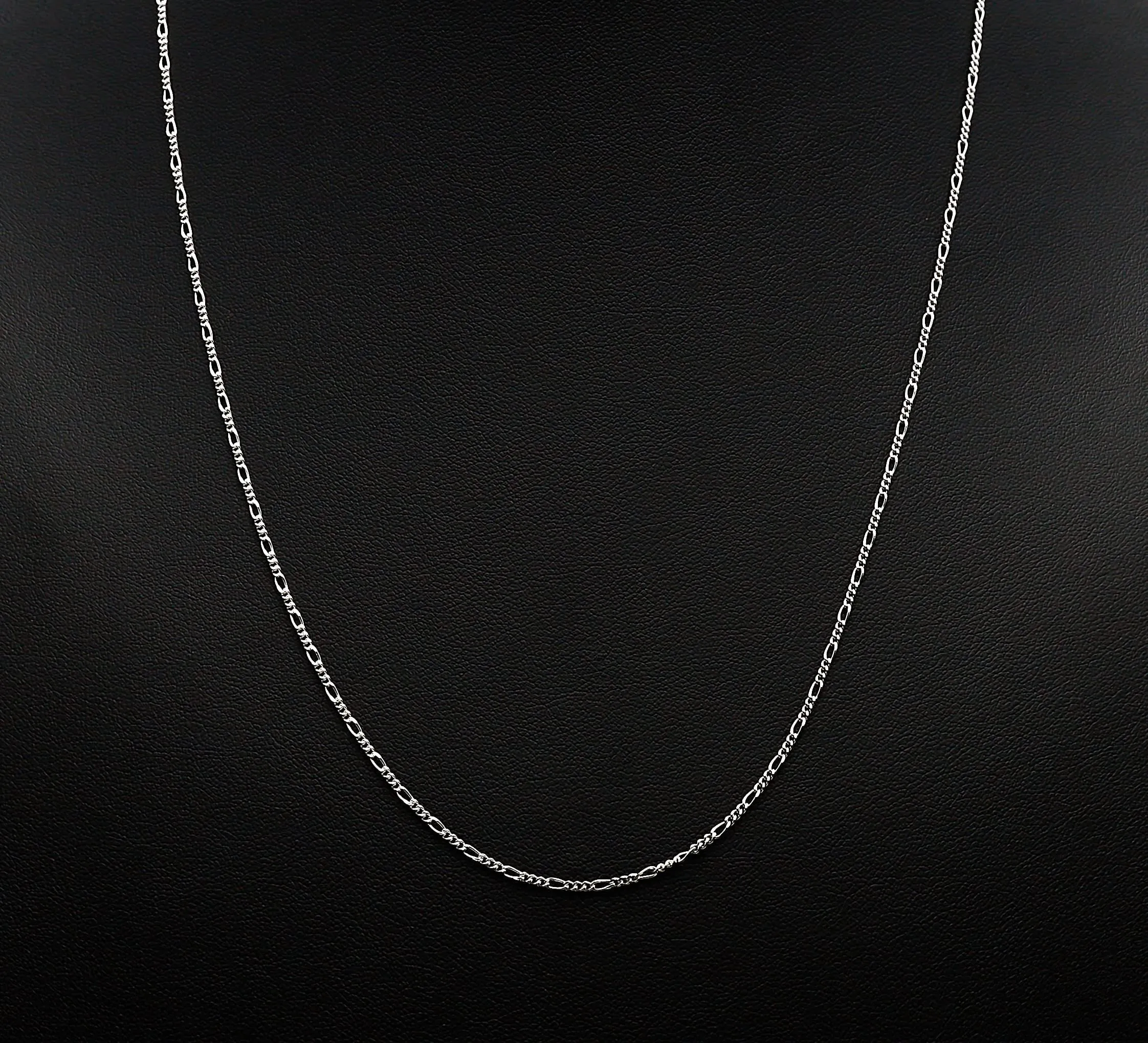 Fine Silver Chain Necklace for Women | 1.3MM Figaro Chain Necklace | Made in Italy