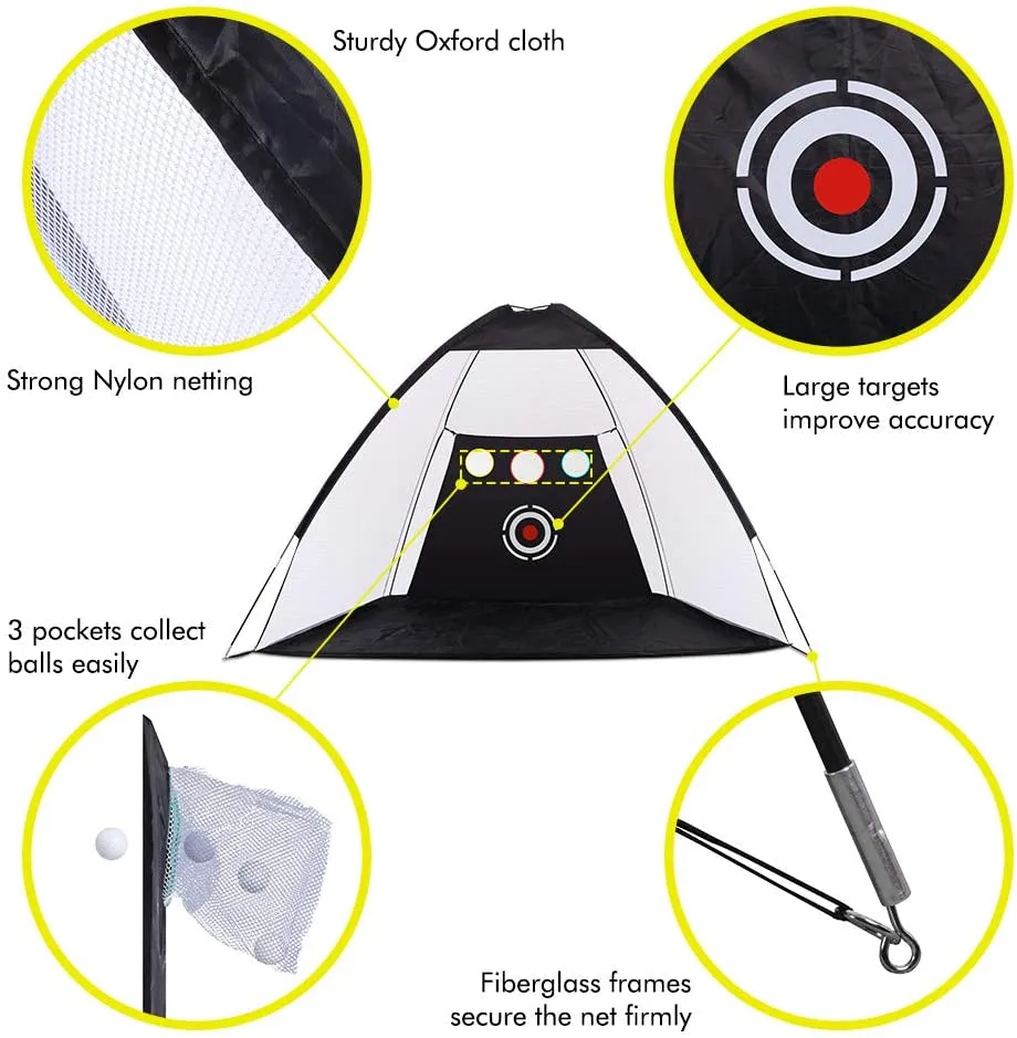 Foldable Golf Hitting Net Sets with Chipping Target Pockets-300cm