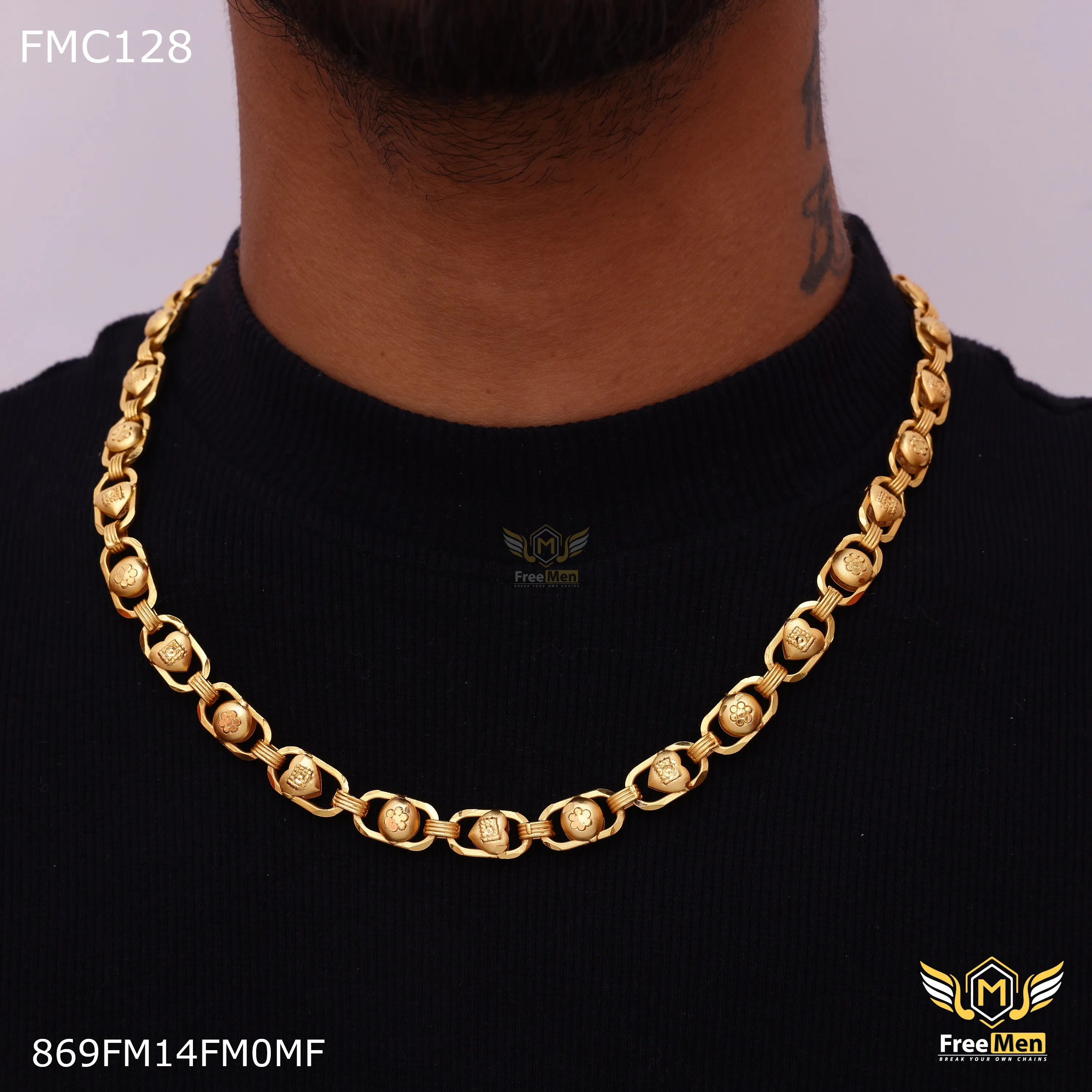 Freemen Beautiful Heart to Ball One by One Chain for Man  - FMC128