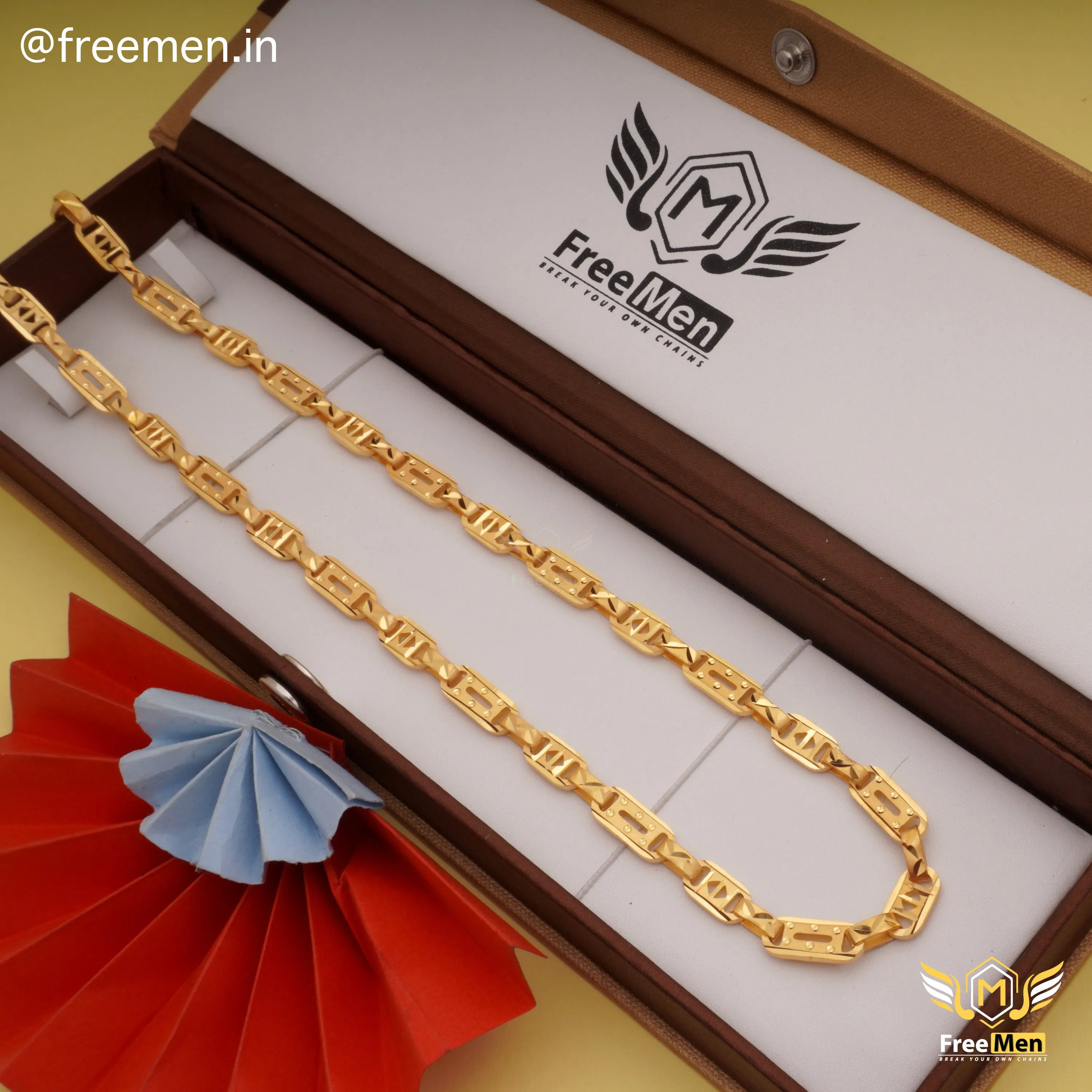 Freemen Beautiful Premium Quality Laser Gold Plated Chain - FMG367