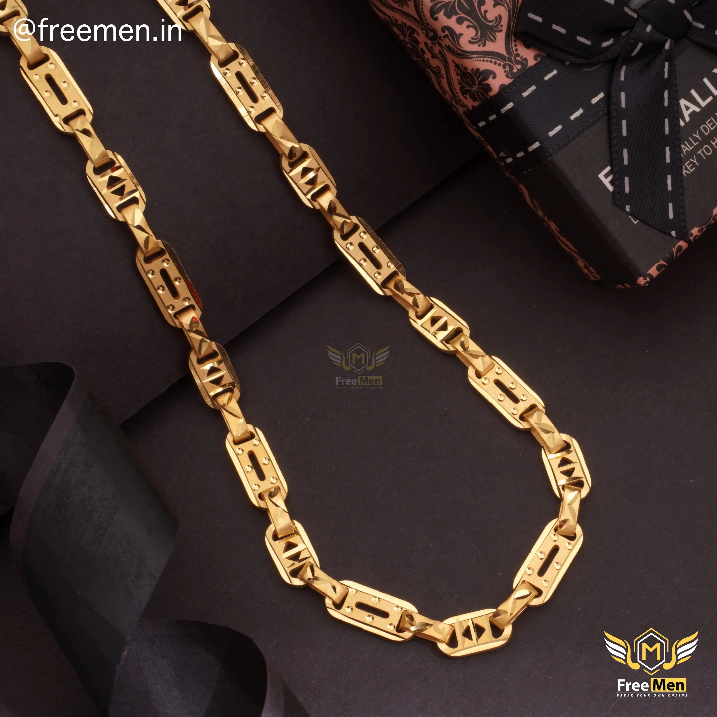 Freemen Beautiful Premium Quality Laser Gold Plated Chain - FMG367