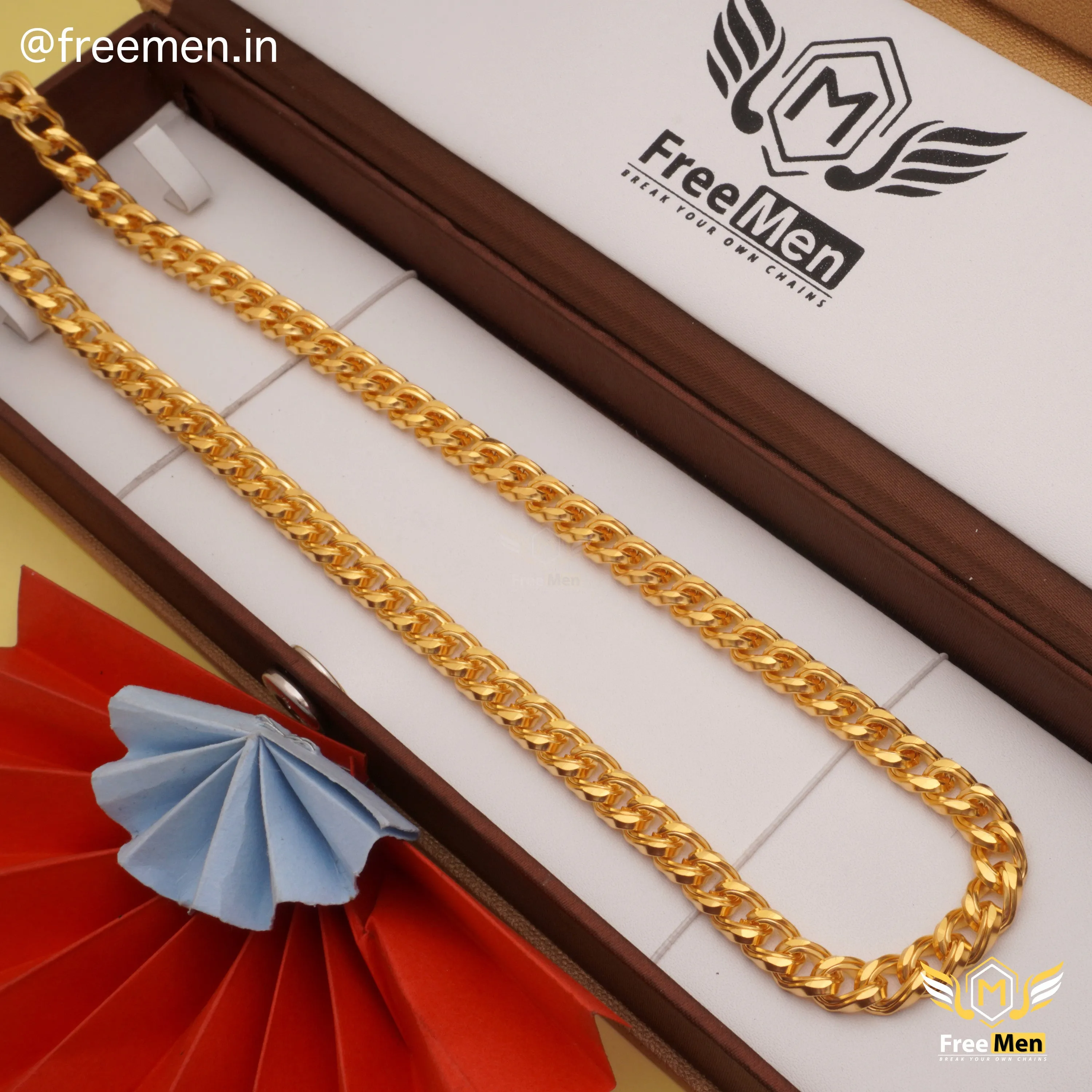 Freemen Beautiful Traditional 2 line Atta Gold Plated Chain - FMG370