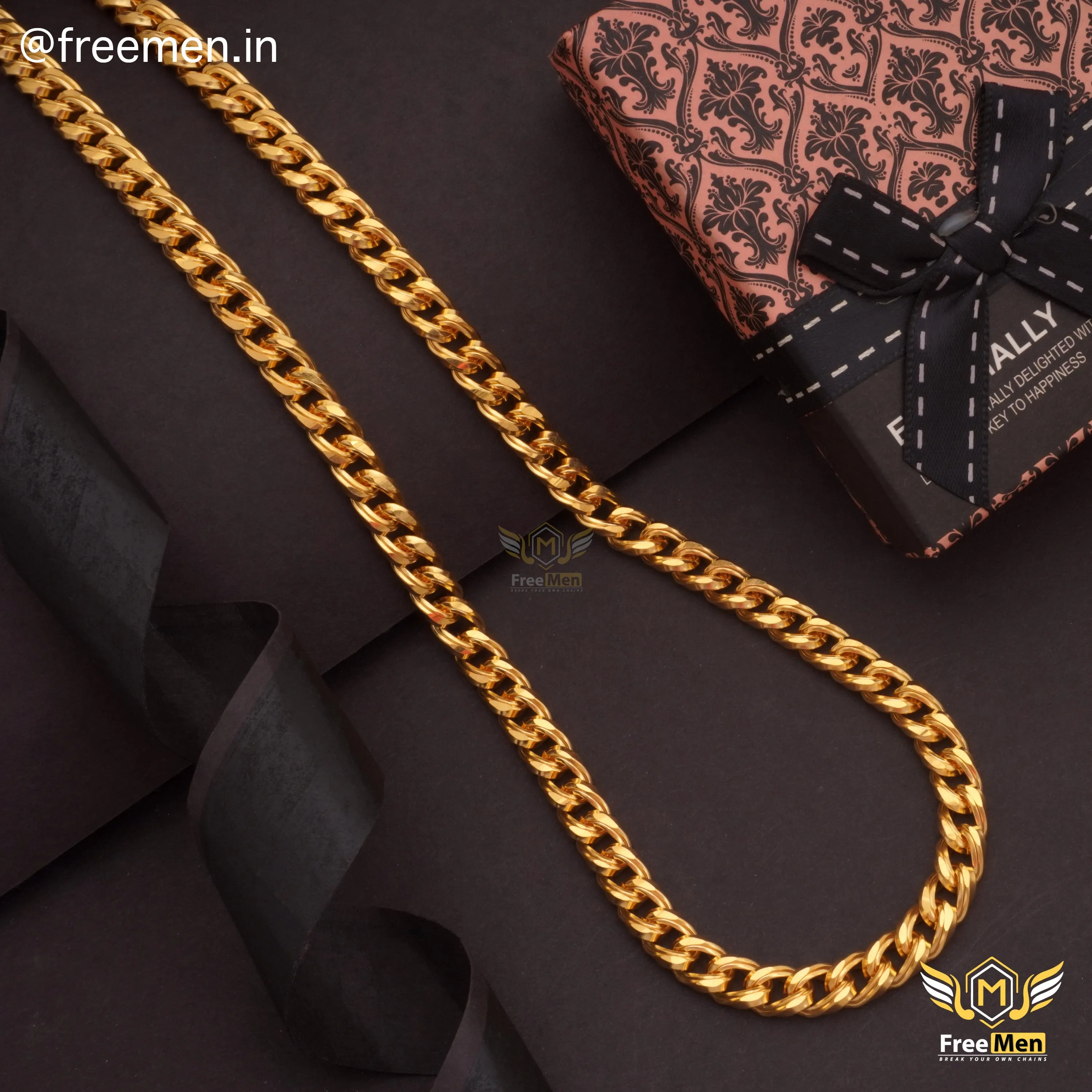 Freemen Beautiful Traditional 2 line Atta Gold Plated Chain - FMG370