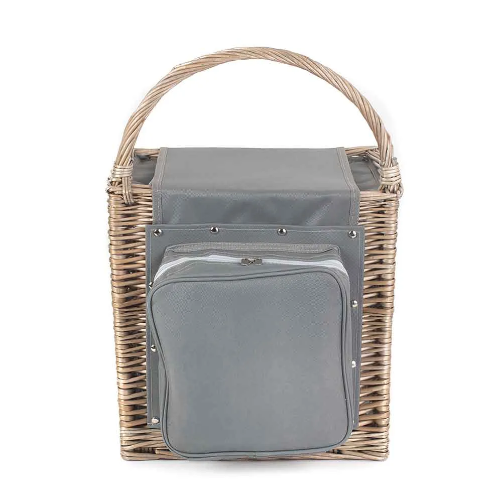 Fully Fitted Picnic Basket Hamper in Grey Two Person 098 by Willow