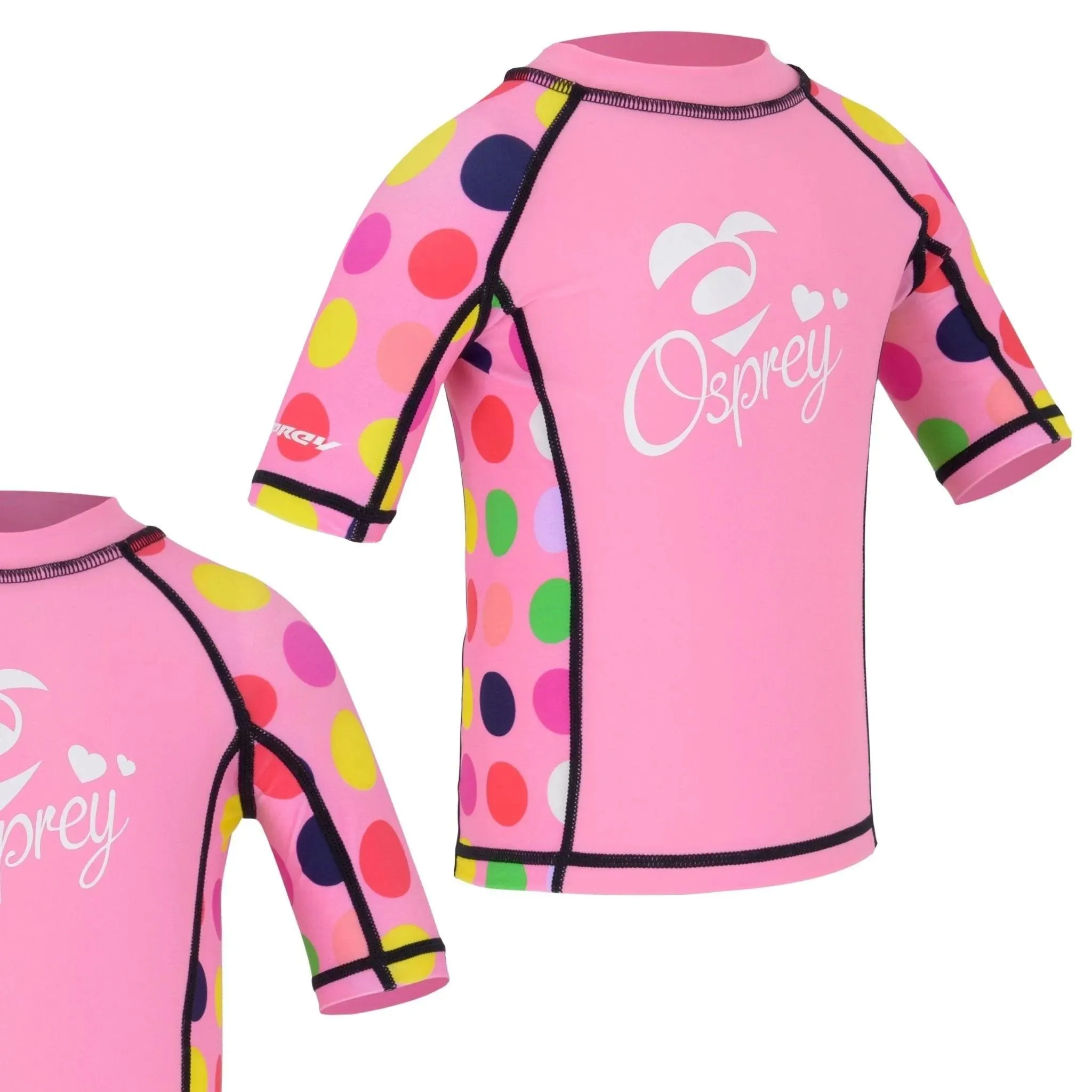 Girls Short Sleeve Dotty Rash Vest