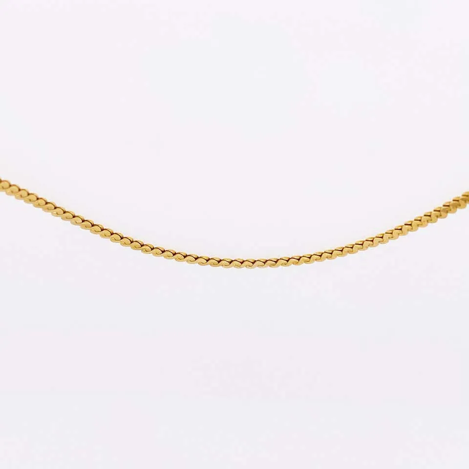 Gold Serpentine Chain in 14 Karat Yellow Gold, Flat Link Wide Chain