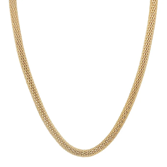 Gold Textured Round Chain Necklace