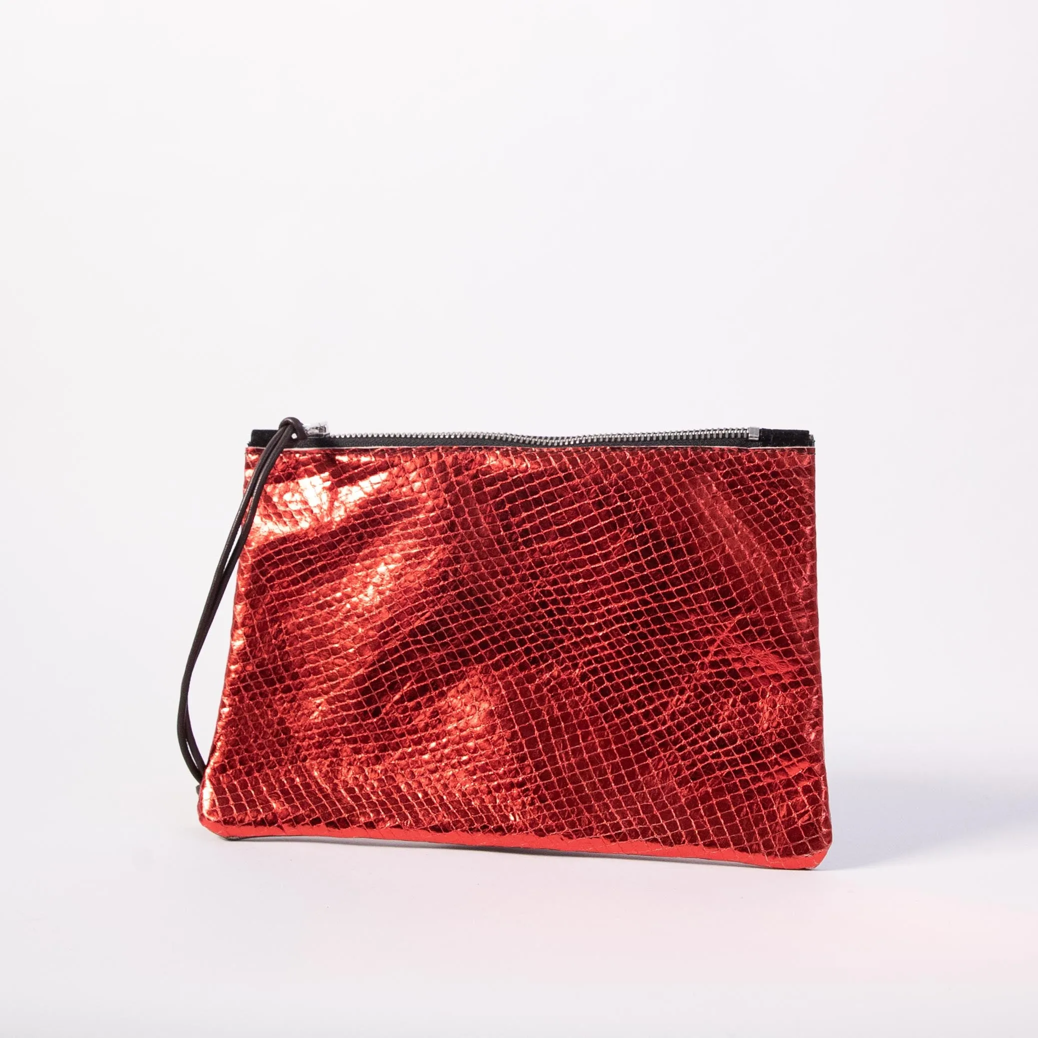 Harpers Italian Leather Pouchette in Red and Bronze