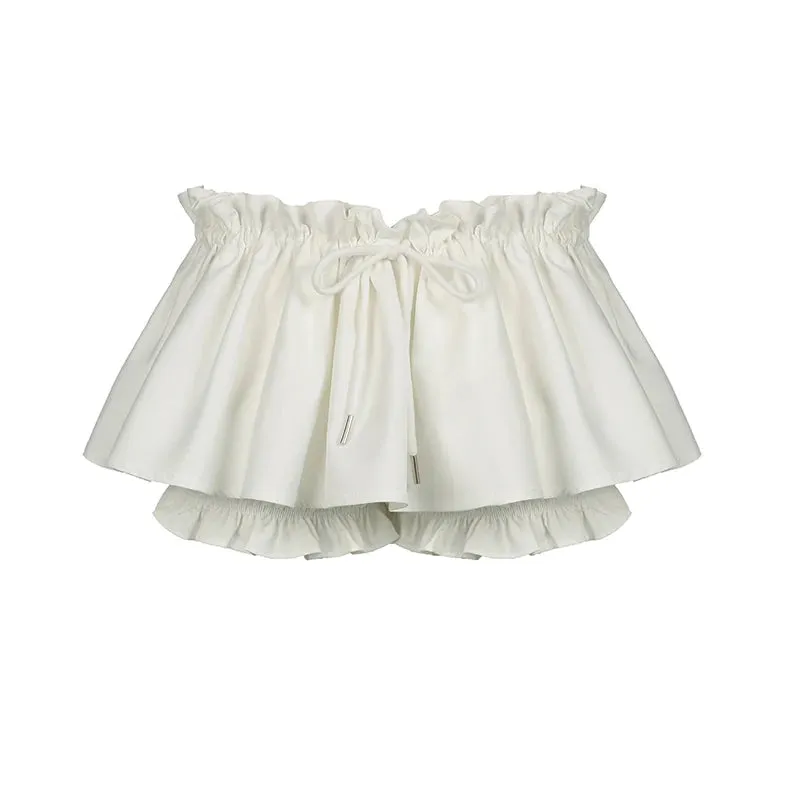 Hotsweet Coquette White Ruched Shorts Skirt Women Ruched Korean Fashion Shirring Summer Skirt Kawaii Y2K Ruffles Chic