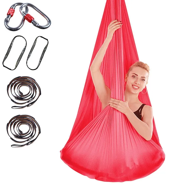 Indoor Anti-gravity Yoga Knot-free Aerial Yoga Hammock with Buckle / Extension Strap, Size: 400x280cm(Red)