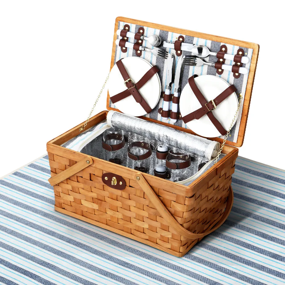 Insulated 4 Person Picnic Basket Set with Blanket – Alfresco