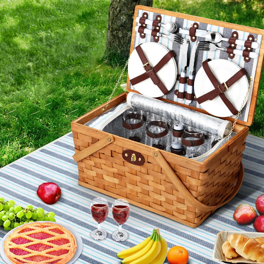 Insulated 4 Person Picnic Basket Set with Blanket – Alfresco