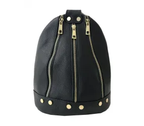 Italian Leather Backpack Sling-Gigliola Black