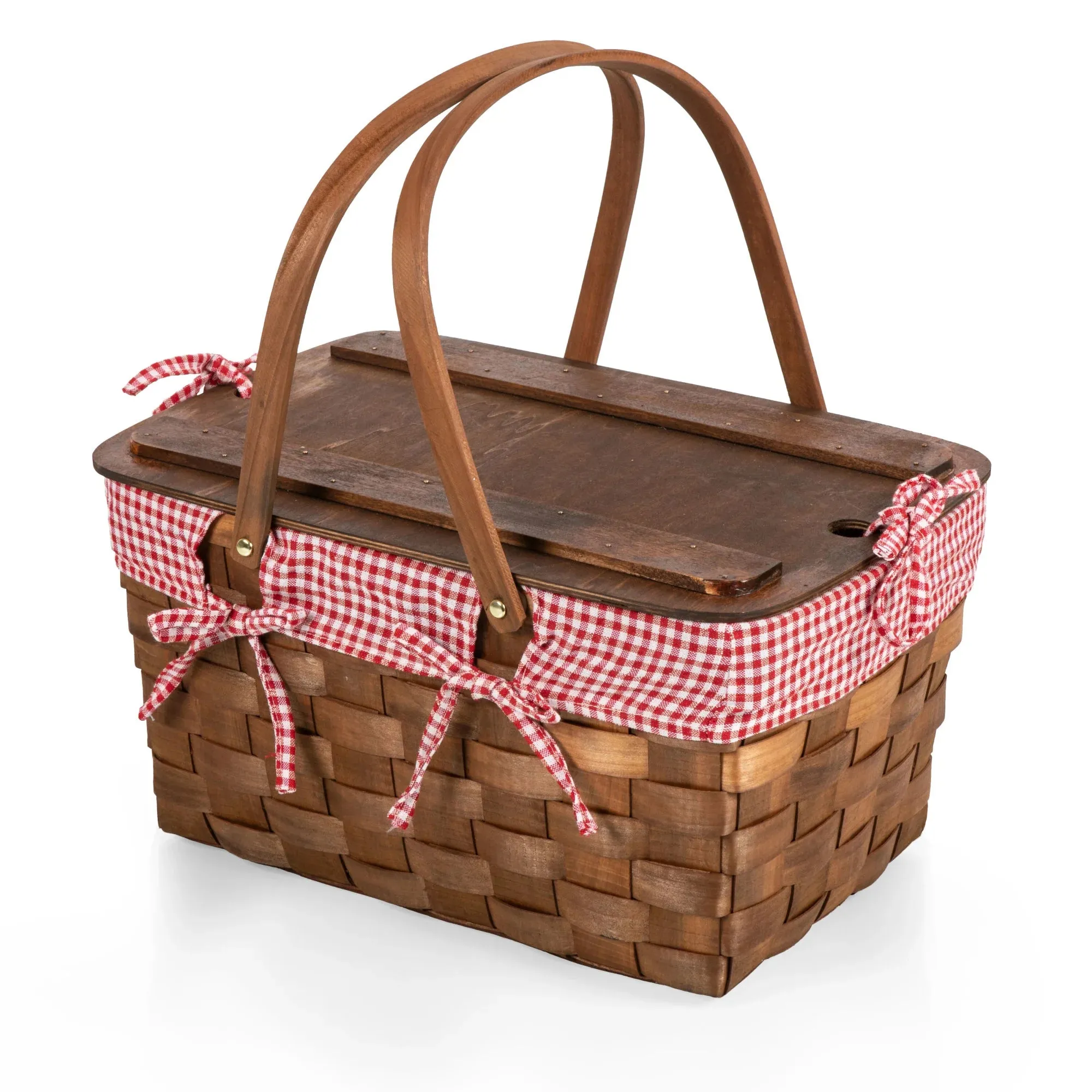 Kansas Handwoven Wood Picnic Basket