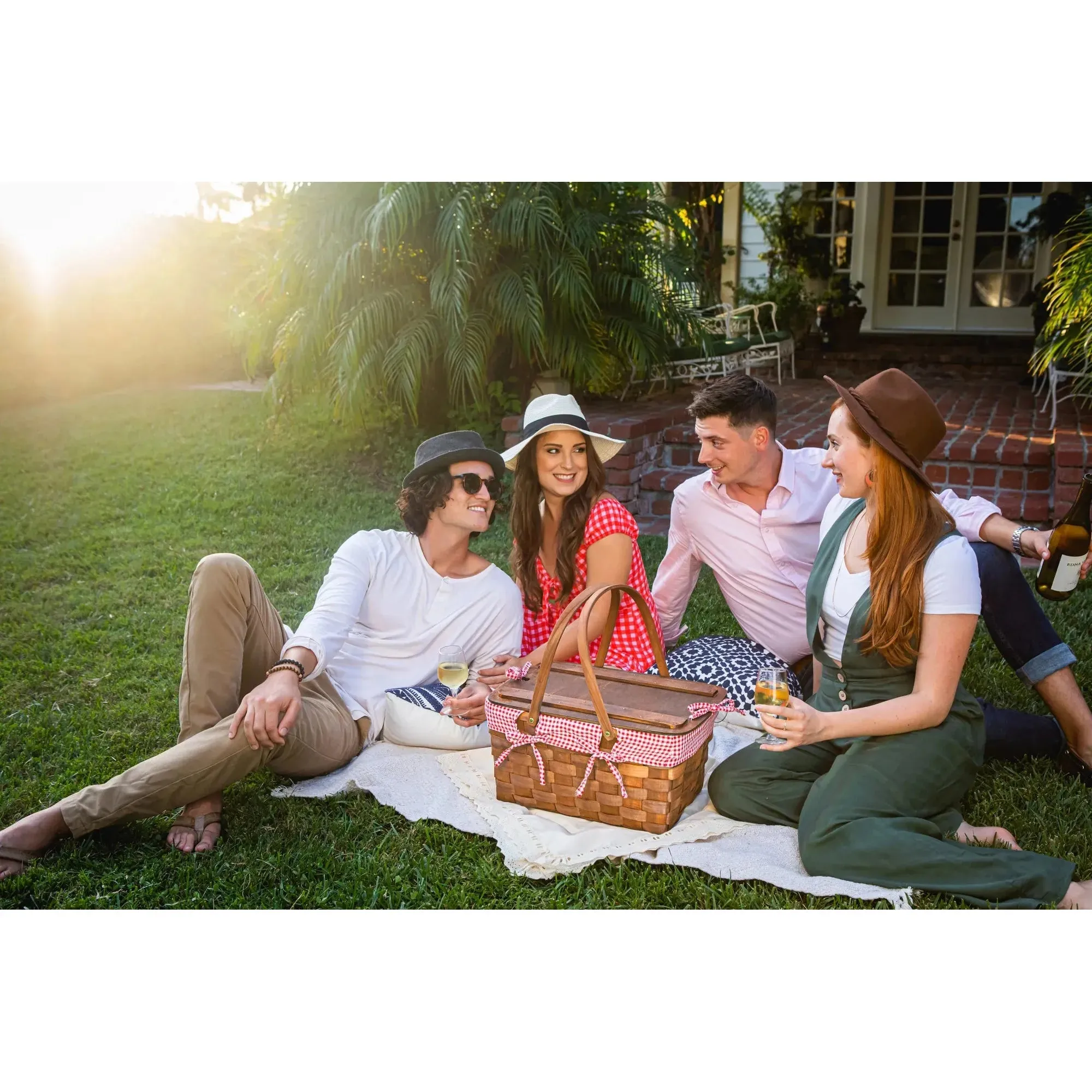 Kansas Handwoven Wood Picnic Basket