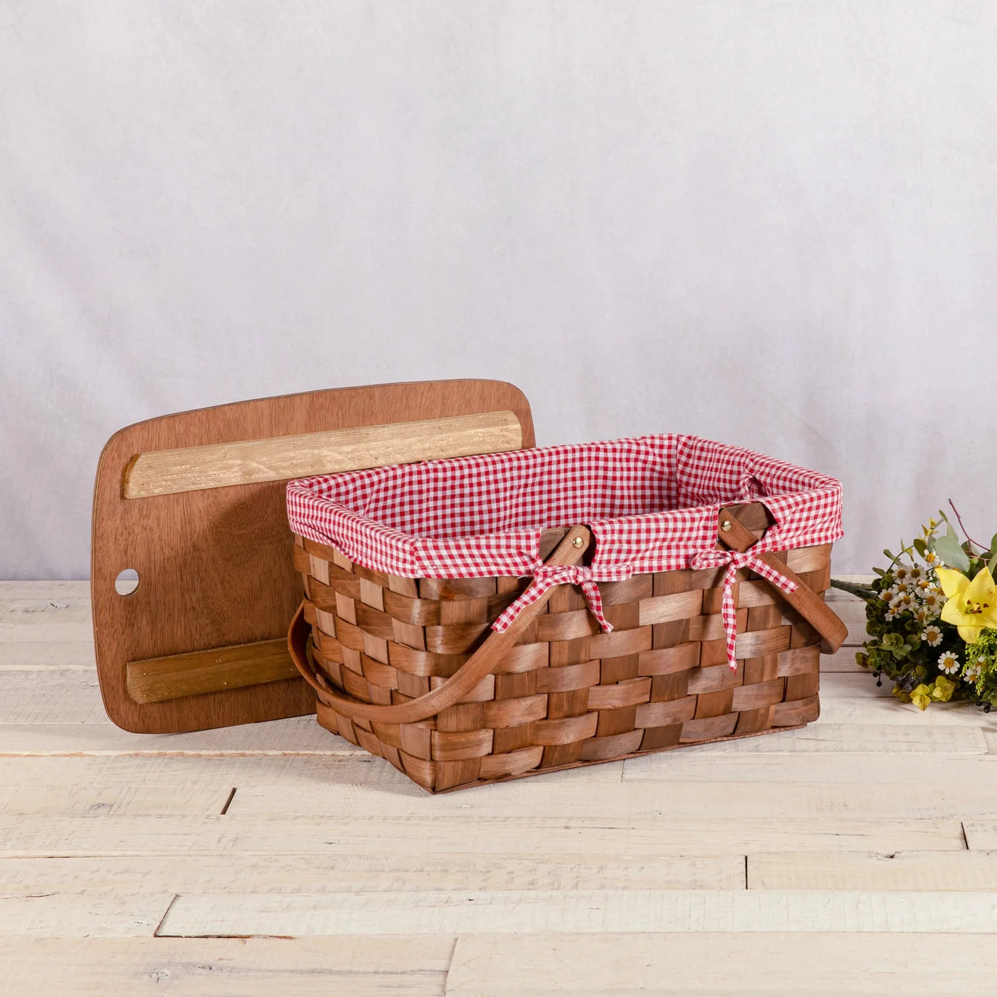 Kansas Handwoven Wood Picnic Basket