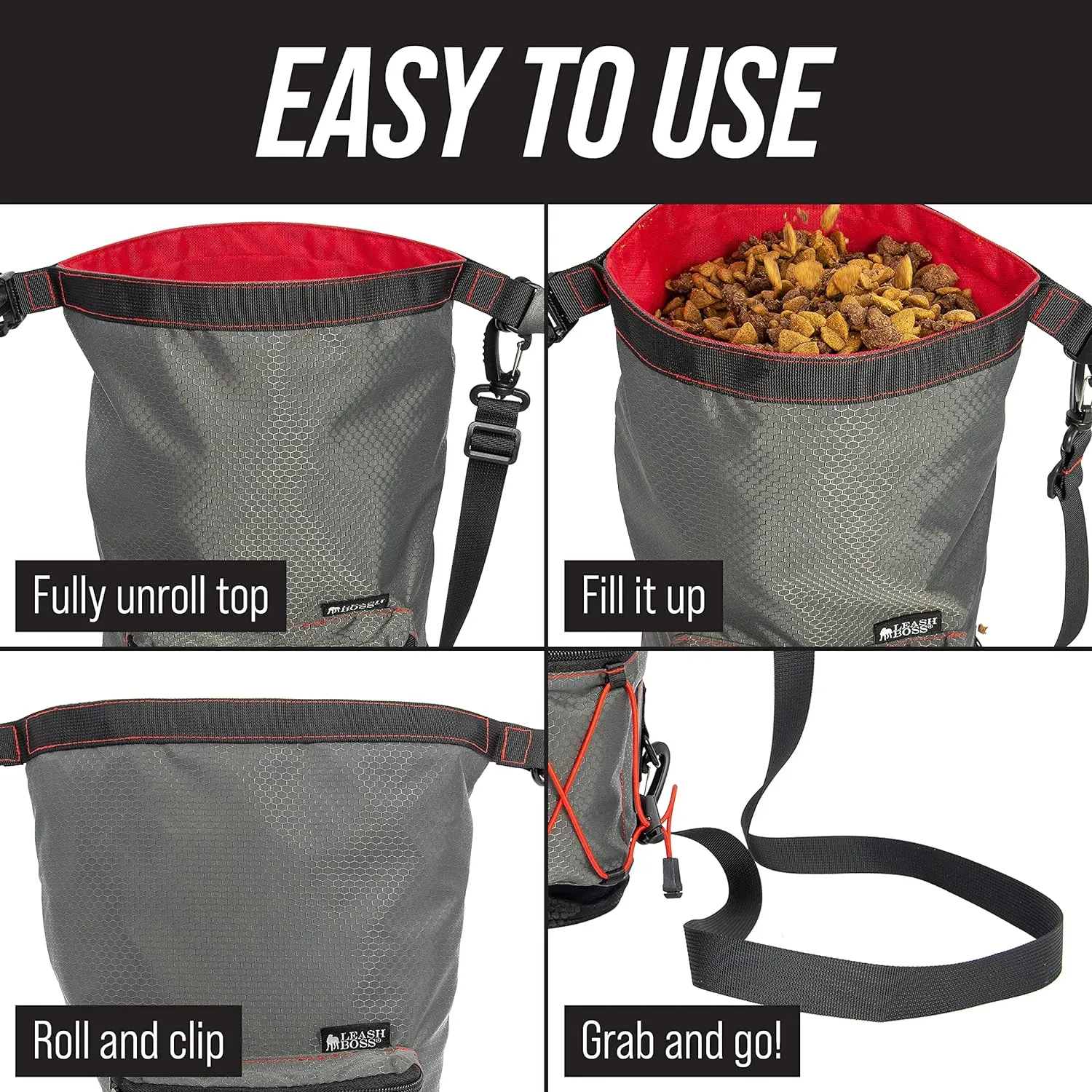 KibbleGo Travel Dog Food Carrier Bag with Poop Bag Dispenser and Front Storage Pocket