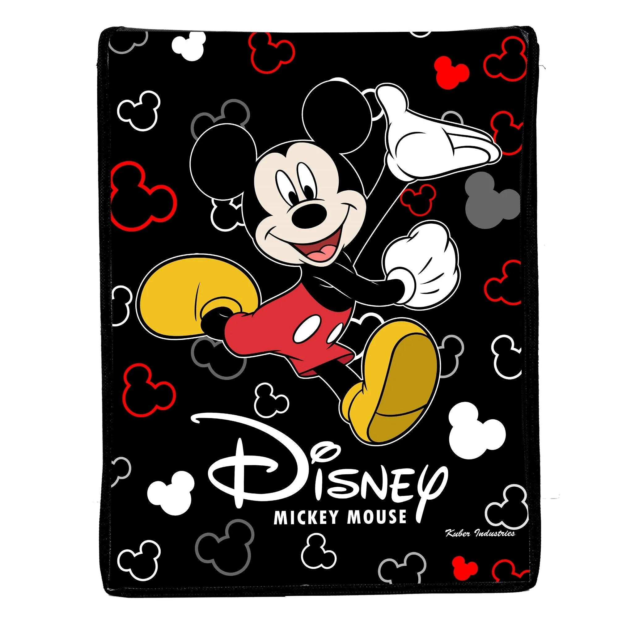 Kuber Industries Disney Mickey Mouse Print Rectangular Non Woven Fabric Foldable Shirt Cover Storage Organizer Box with with Lid (Black, Extra Large, KUBMART3464, Standard)