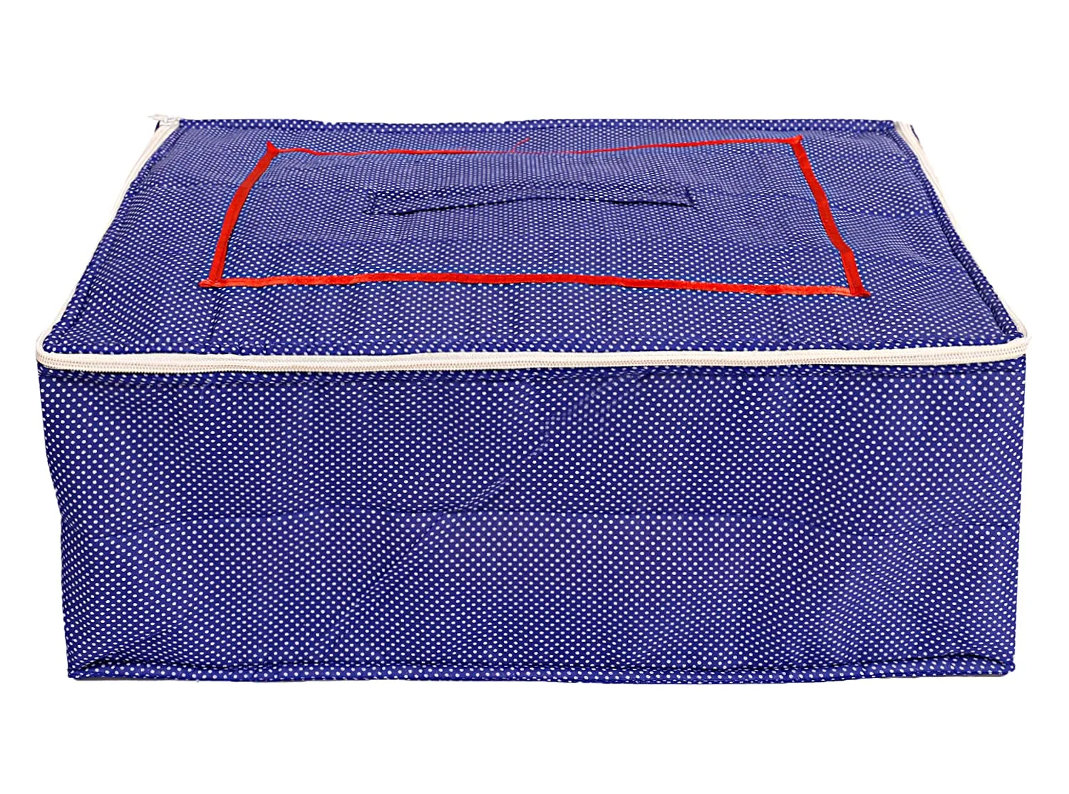 Kuber Industries Dot Printed Cotton Saree Cover, Clothes Organiser For Wardrobe, Storage Bag, Regular Clothes Storage Bag With Handle on Top-Pack of 2 (Blue)-HS_38_KUBMART20963