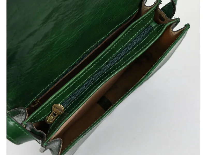 Leather Crossbody Bag - Green