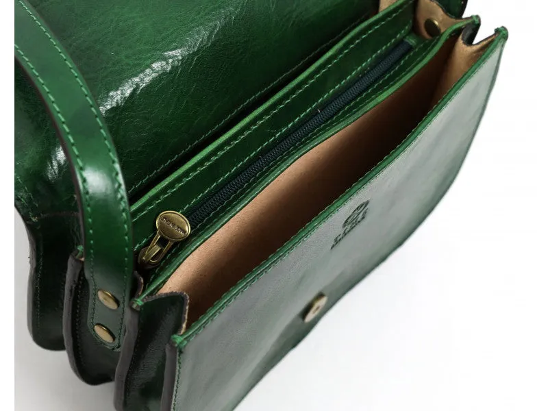 Leather Crossbody Bag - Green