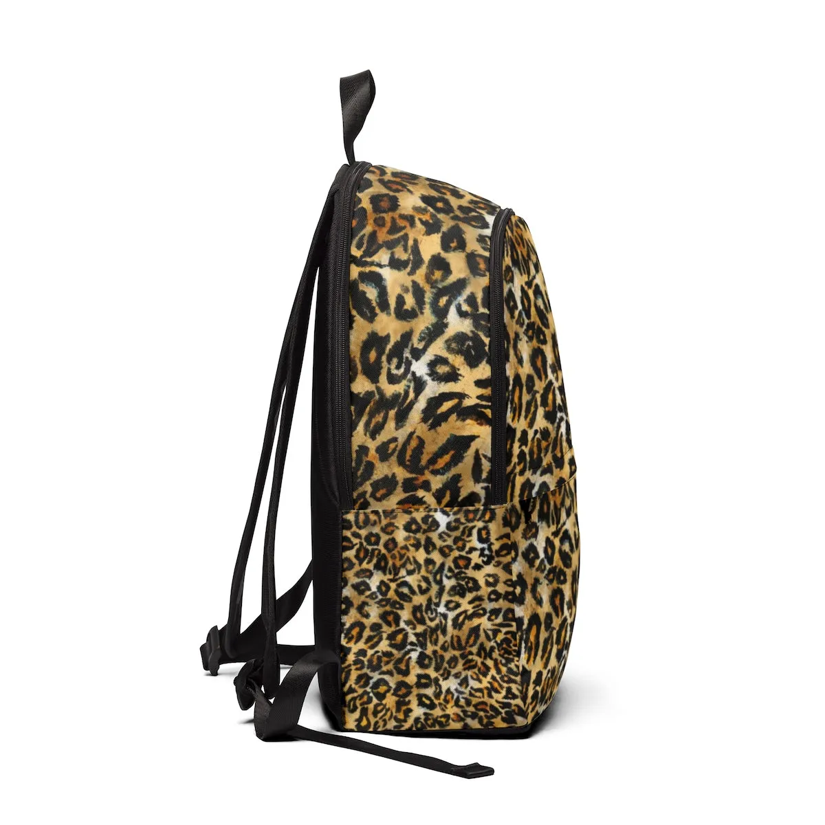 Leopard Print Backpack, Best Animal Skin Faux Fur Print Unisex Large Size Fabric Designer Backpack Bag