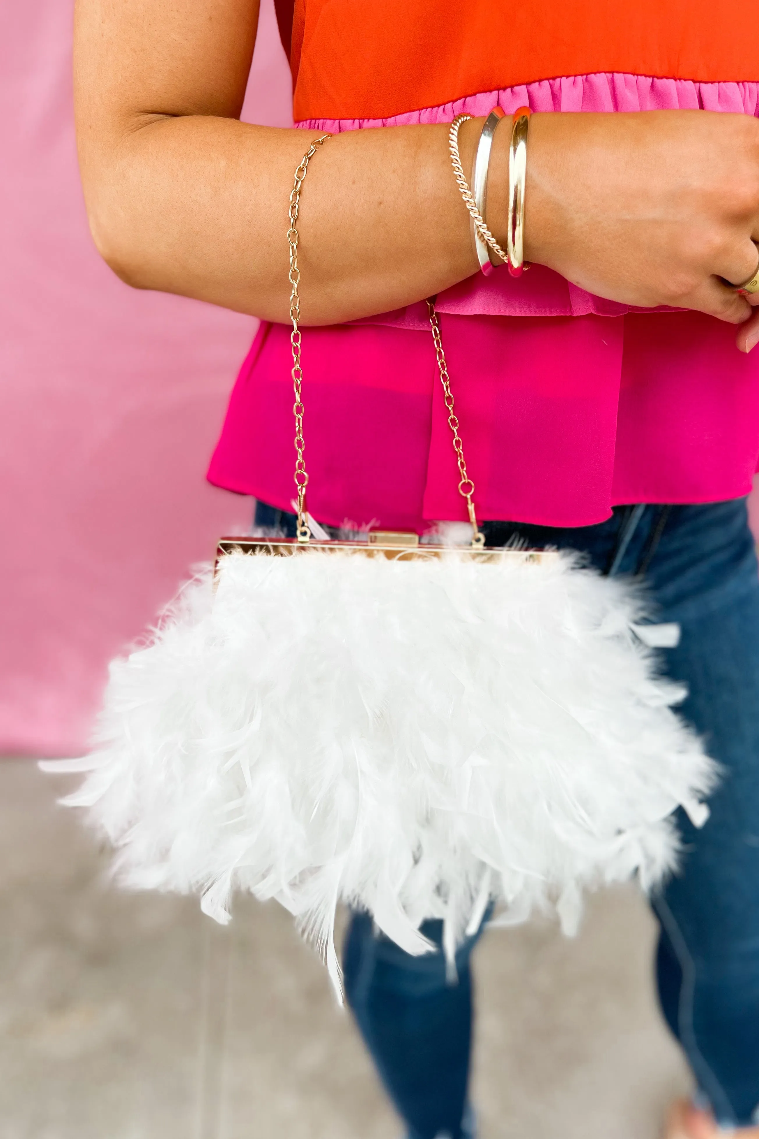 Lovey Feathered Chain Strap Hand Bag *FINAL SALE*