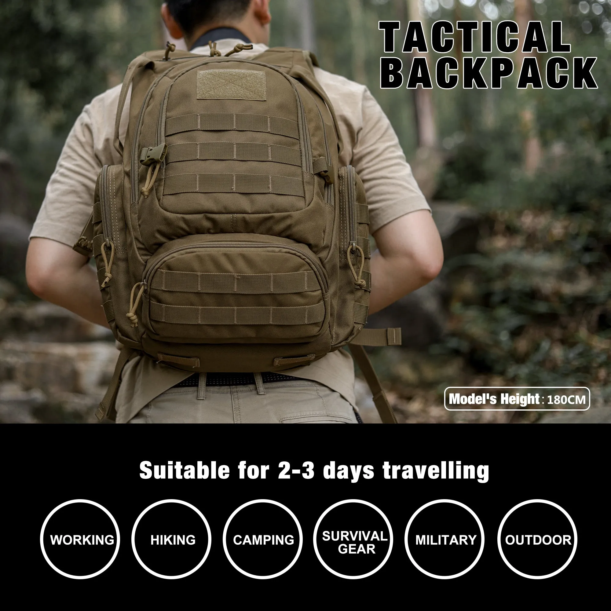 [M6362A] Mardingtop 25L Tactical Backpack Molle Daypack for Hiking Traveling