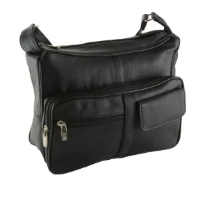 MARSHAL Medium Leather Handbag | Ladies Shoulder Bag | Organizer w Built in Wallet (Black)