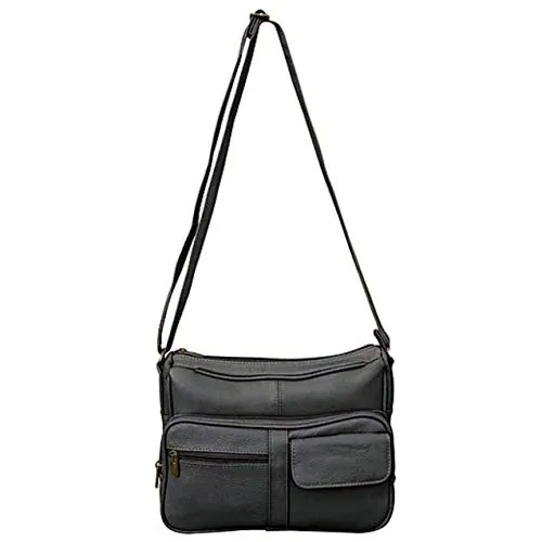 MARSHAL Medium Leather Handbag | Ladies Shoulder Bag | Organizer w Built in Wallet (Black)