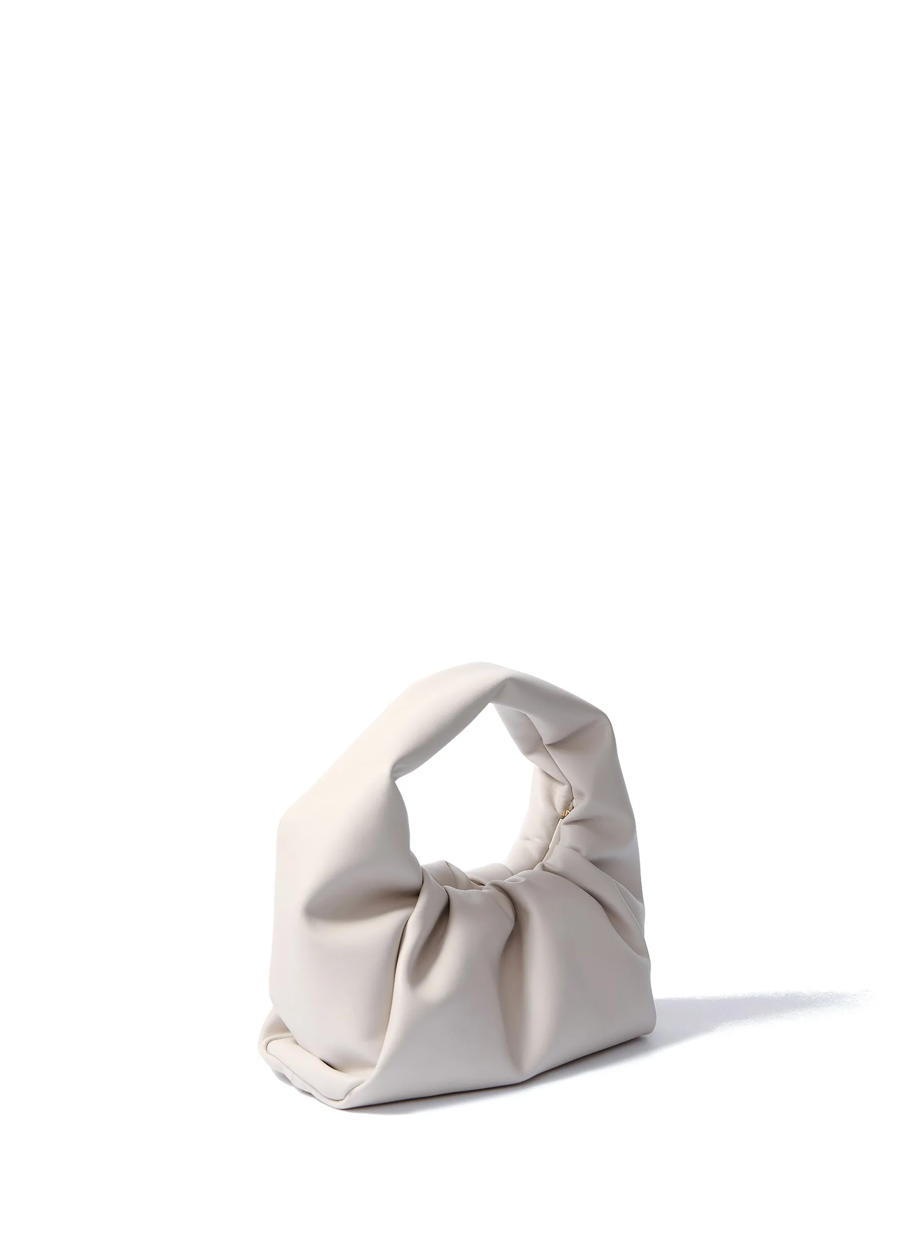 Marshmallow Croissant Bag in Soft Leather, White