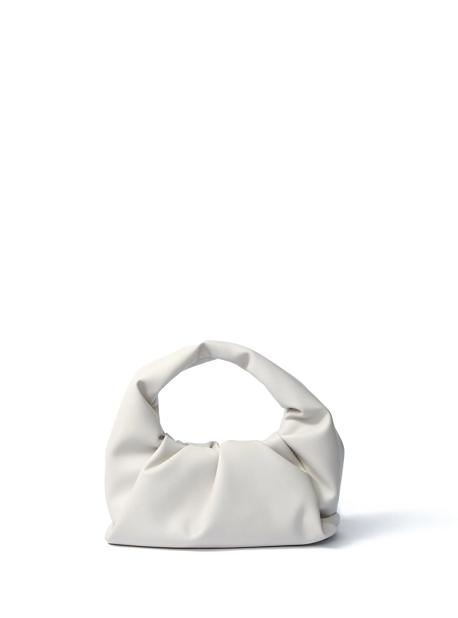 Marshmallow Croissant Bag in Soft Leather, White