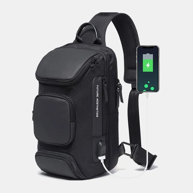 Men Multifunction Multi-pocket USB Charging Chest Bag Large Capacity 15.6 Inch Laptop Bag Crossbody Bags Shoulder