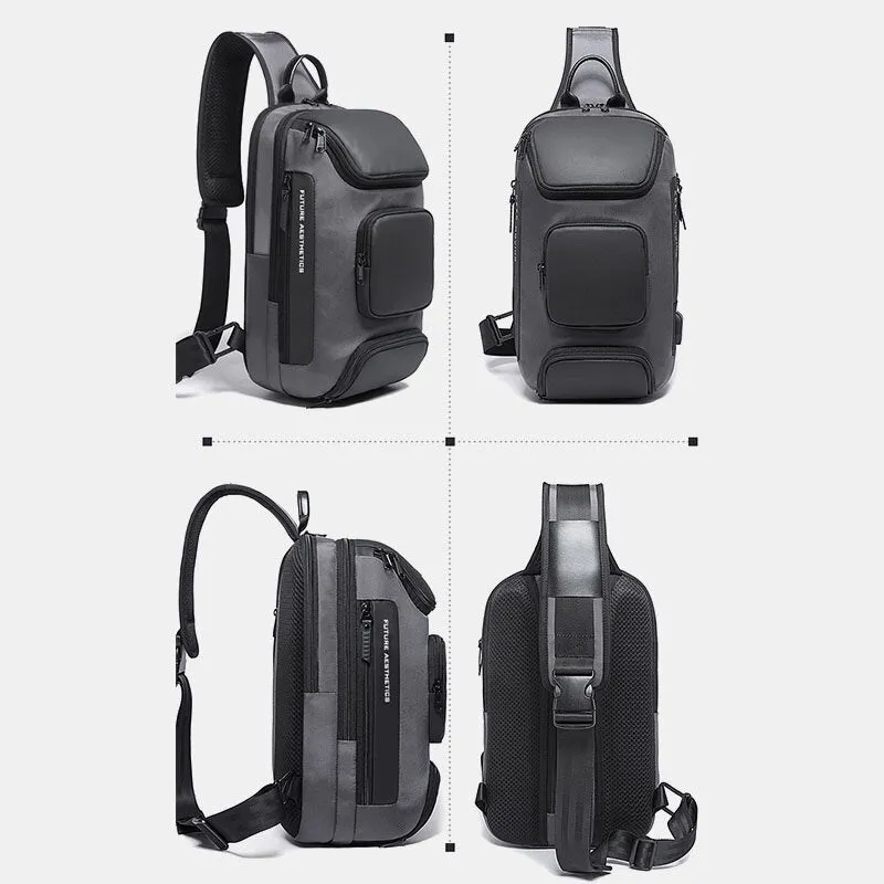 Men Multifunction Multi-pocket USB Charging Chest Bag Large Capacity 15.6 Inch Laptop Bag Crossbody Bags Shoulder