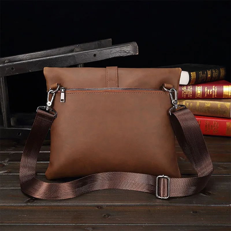 Men PU Soft Leather Thin Hasp Crossbody Bags Retro Wear Resistant Large Capacity Handbag Shoulder Bag