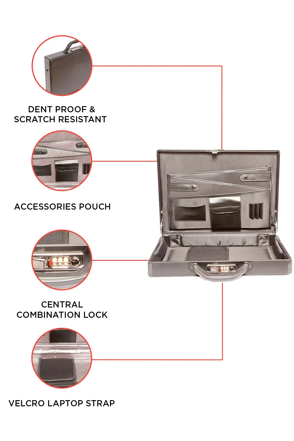 Mezzi LUX-Slim Aluminium 16.5" Laptop Carry Case with 3 Digit Combination Lock Black