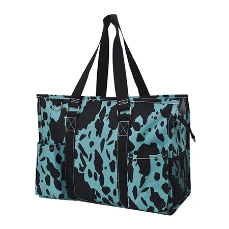 Neon Cow Turquoise NGIL Zippered Caddy Organizer Tote Bag