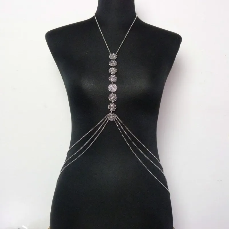 New Accessories Sexy Fashion Texture Simple Carved Disc Body Chain