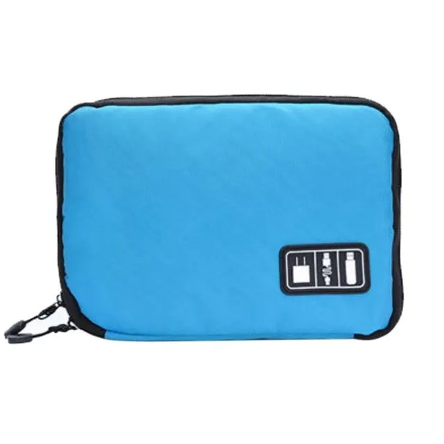 Outdoor Activities Travel Data Cable Bags Backpack SD Card Charger Zipper Bag(Blue)