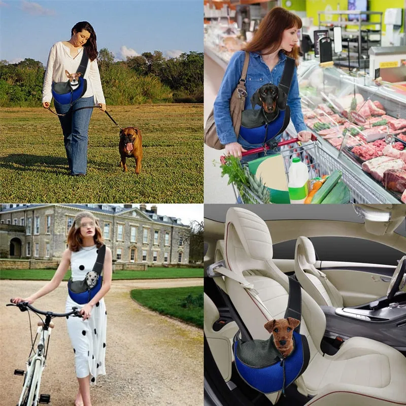 Pet Puppy Carrier S/M Outdoor Travel Dog Shoulder Bag Mesh Oxford Single Comfort Sling Handbag Tote Pouch