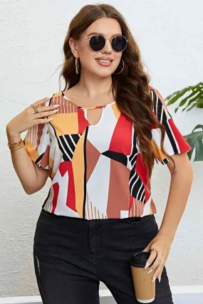 Plus Size Cutout Short Sleeve Blouse