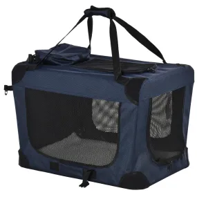 Portable Folding Pet Carrier Bag with Cushion, 70 x 51 x 50cm - Dark Blue