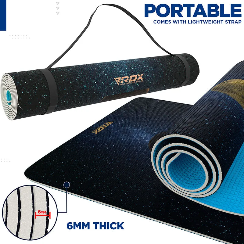 RDX D8 Iris 6mm PVC Yoga Mat Universe Blue