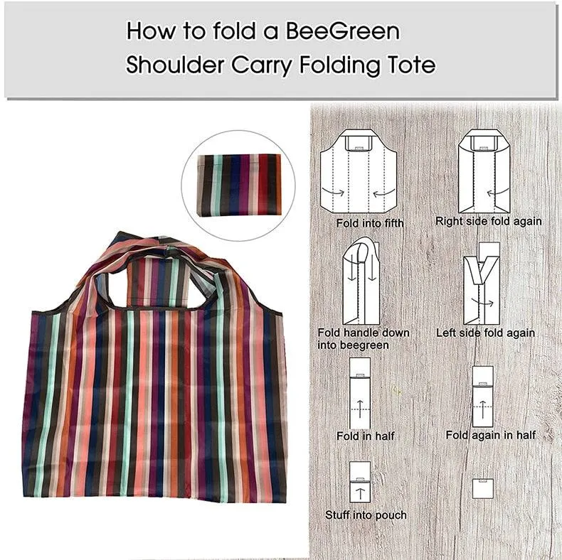 Reusable Shopping Bags - Eco-Friendly Foldable Groceries Pouch - Washable and Waterproof